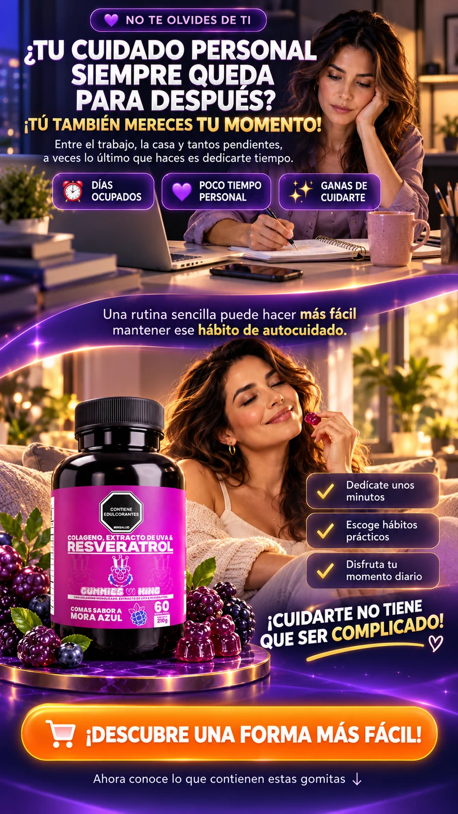 Gomitas de Resveratrol + Colágeno Hidrolizado + Vitaminas — Fórmula de Belleza y Bienestar.